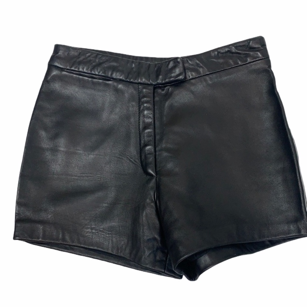 Leather Black High-rise Shorts